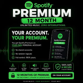 12 Month Spotify Premium ON YOUR OWN Account