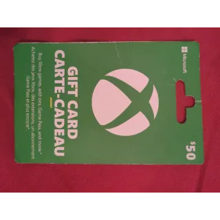 $ 50.00 CAD Xbox Gift Card