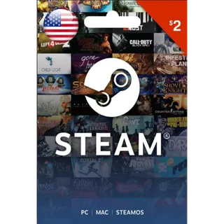 $2.00 USD Steam Wallet Gift Card US Global⚡INSTANT⚡