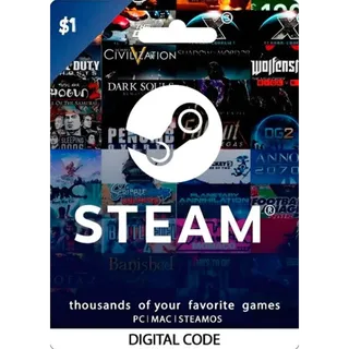 $1.00 USD Steam Wallet Gift Card ⚡INSTANT⚡