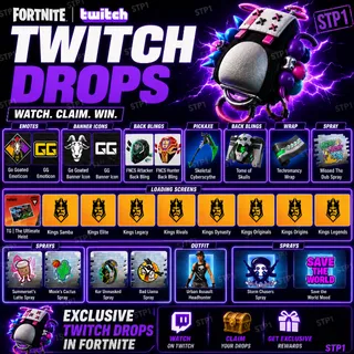 Fortnite 26/26 New! Skeletal Cyberscythe Techromancy Wrap Tome of Skulls Hoppa Sack Back Twitch Drop