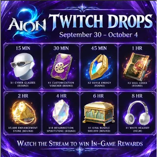 AION 2 October | 8 Rewards — Early Access Event 💎 Twitch Drop ⚡ Instant Delivery