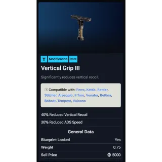 ARC Raiders Vertical Grip III Blueprint