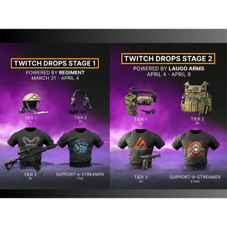 Subscriptions+Drop 17 items 💎Stage 1+2  Alien DDM4 T-shirt  All Twitch Drops