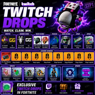 Fortnite 27/27 New! Skeletal Cyberscythe Techromancy Wrap Tome of Skulls Hoppa Sack Back Twitch Drop