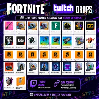 x10 Fortnite 34/34💎The Helm Guitar,KATS Turntable Back Bling, Hoppa Sack Back💎Twitch Drop