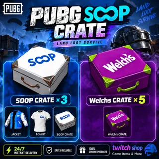 PUBG SOOP Drops | 3× SOOP Drops Basic Crate + 5× Welch's Drops Crate | ⚡Instant Delivery