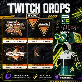 PUBG 8/8 EWC2026+PNC2026💎EWC Rise Above T-Shirt,Jacket Emblem Spray