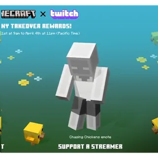 Minecraft Chasing Chickens Emote Key/Code JAVA & BEDROCK 24/7