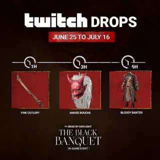Dead by Daylight The Black Banquet Amuse Bouche Mask Bloody Banter Body Fine Cutlery Weapon Twitch Drop