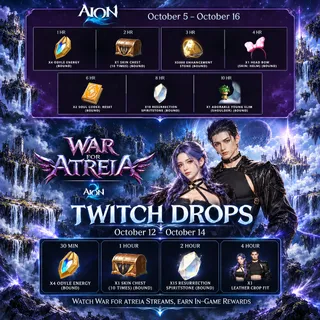 AION 2 14 Rewards | Leather Crop Fit,Adorable Young Elim,Skin Chest,Odyle Energy⚡Twitch Drop