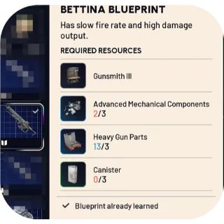 ARC Raiders BETTINA BLUEPRINT
