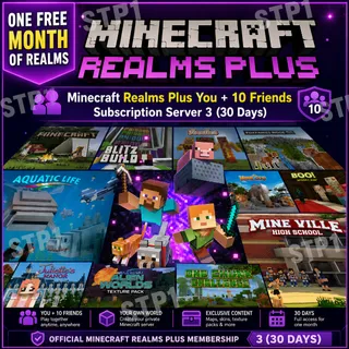 10x Minecraft Realms Plus Key 1 Month/30 Days Subscription Code