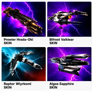 4/4 Ship Skin💎Prowler Hrada-Oki,Bifrost Valklear,Raptor Wiyrkomi,Algos Sapphire💎
