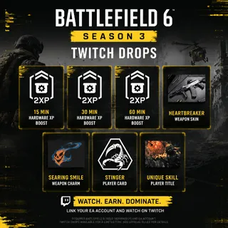 Battlefield 6 Season 3 7/7 Heartbreaker Searing Smile Stinger Unique Skill Twitch Drop
