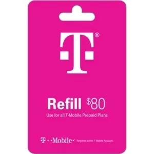$80 T-Mobile Prepaid Refill Card