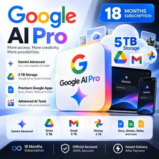 Google AI Pro – 18 Months | 5TB Storage | Gemini Advanced | Gmail Activation