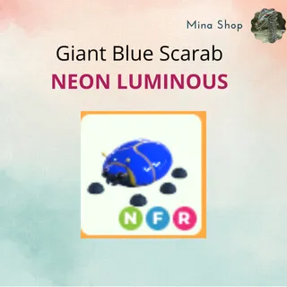 GIANT BLUE SCARAB NEON LUMINOUS