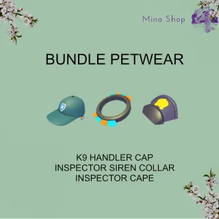 BUNDLE PETWEAR -K9 HANDLER CAP, INSPECTOR SIREN COLLAR,INSPECTOR CAPE