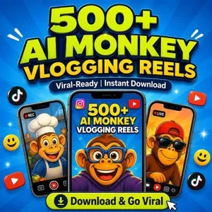 500+ AI Monkey Vlogging Reels Bundle | Viral-Ready Social Media Videos