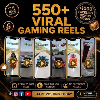 550+ Viral Gaming Reels | Ready-to-Post Short Videos | PLR MRR Included | Faceless Content | Social Media Bundle