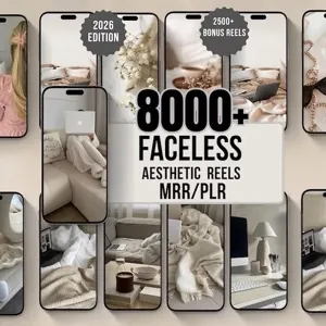 8000+ Faceless Reels | Viral Aesthetic Videos | Digital Marketing Bundle | Canva Editable | PLR & MRR | Passive Income Content