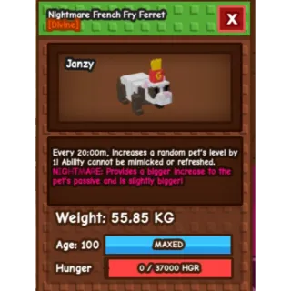 Huge Nightmare French fry ferret