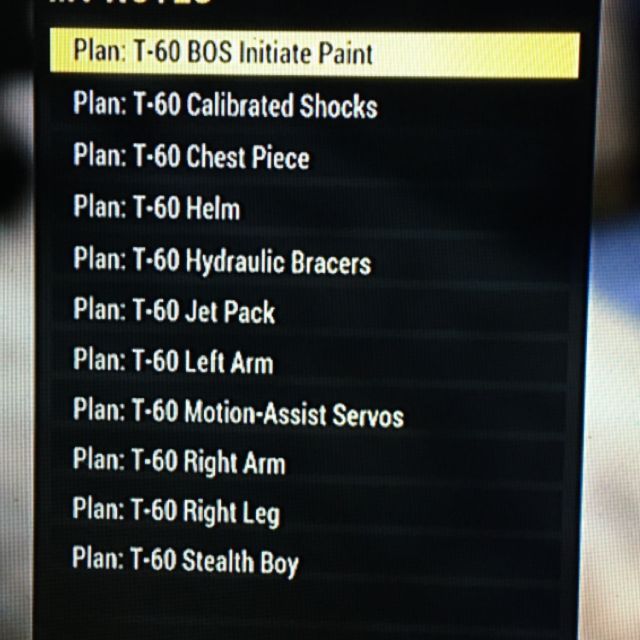 Plan T60 Power Armor Plans Ingame Gegenstande Gameflip