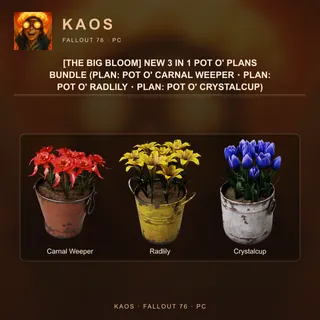 [The Big Bloom] NEW 3 in 1 Pot o' Plans Bundle (Plan: Pot o' Carnal Weeper・Plan: Pot o' Radlily・Plan: Pot o' Crystalcup)