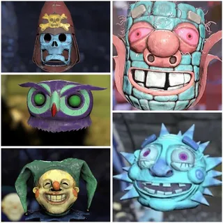 All 5 new glowing mask bundle [Glowing Sun /Glowing Skull /Glowing Owl /Glowing Jester /Glowing Corn Cob ]
