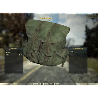 Vault backpack  Green  colour  dev room apparel item collector 