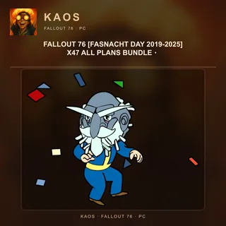 Fallout 76 [Fasnacht Day 2019-2025] x47 All Plans Bundle・