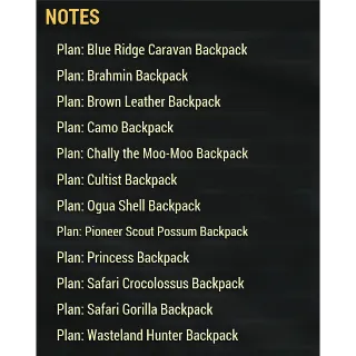 All 12 Rare Backpack Plans