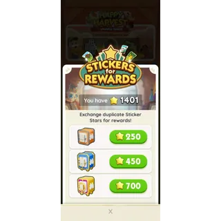 50 Stars for Vault MONOPOLY GO STICKERS Randon stars for vault Reward Quick Send Best Price 