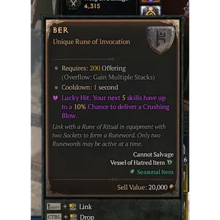 DIABLO 4 SEASONAL 15 BER RUNESx50 pcs