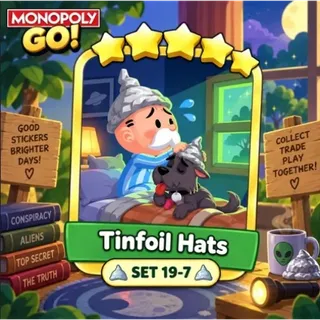 TINFOIL HATS 5🌟 ( SET 19 ) Monopoly Go ⭐ Fast Delivery GOLDEN BLITZ