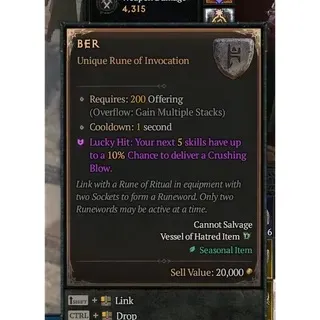 DIABLO 4 SEASONAL 15 BER RUNESx 500 pcs
