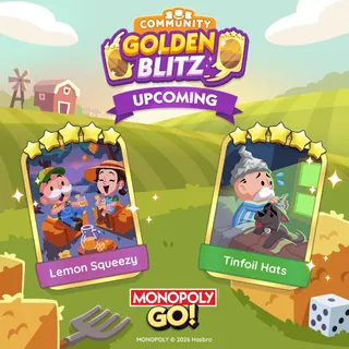 GOLDEN BLITZ MONOPOLY GO 5 🌟 ( SET 18 ) LEMON SQUEEZY   +  5🌟 ( SET 19 ) TINFOIL HATS