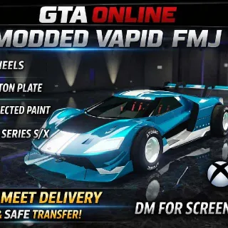 GTA Online Modded Vapid FMJ (Xbox Series S/X) – F1 Wheels + Yankton Plate + Unselected Paint