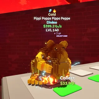 Pippi Poppa Pippe Peppe Gold 399.2Qa/s LVL140 Go Up For Brainrots Fortnite