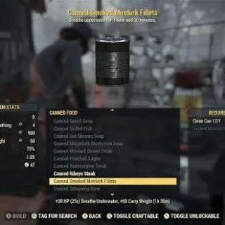 25 Canned Smoked Mirelurk Fillet