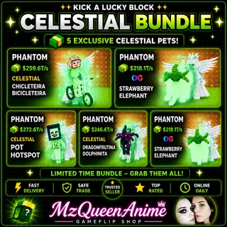 Kick A Lucky Block Phantom Celestial Bundle  5x ONLINE NOW