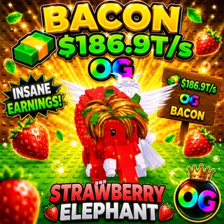 Kick A Lucky Block  OG Strawberry Elephant Bacon Pet 186.9Ts  Fast Delivery
