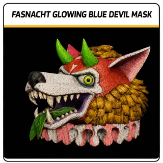 glowing blue devil mask