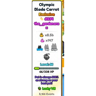 Arm Wrestle Simulator - Olympic Blade Carrot | 505% Strong Pet | Lucky VIII