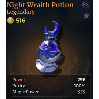 Wizard Alchemy – Night Wraith Potion (Legendary) | SSS Grade | Max Purity 100%