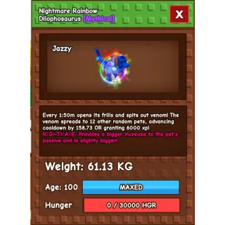 Rainbow Hatched Dilophosaurus 