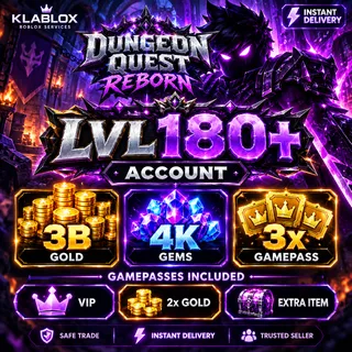 Dungeon Quest Reborn | LVL 180+ Account | 3B Gold + 4K Gems + 3x Gamepasses