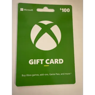 $100.00 USD Xbox Gift Card