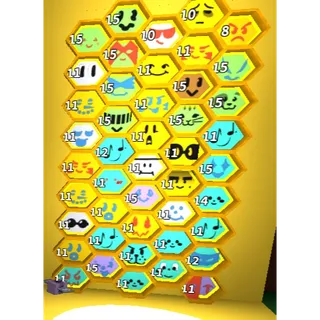 | LEVEL 10-15 MIXED HIVE ✅ | SSA POPSTAR ✅ | DIAMOND MASK ✅ | PETAL BELT ✅ | COCONUT CANISTER ✅ | COCONUT BOOTS ✅ |